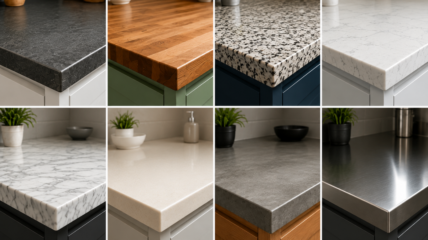 Worktop material swatches