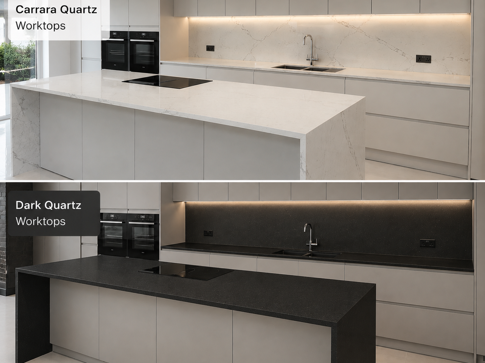 Modern kitchen contrasts light vs dark