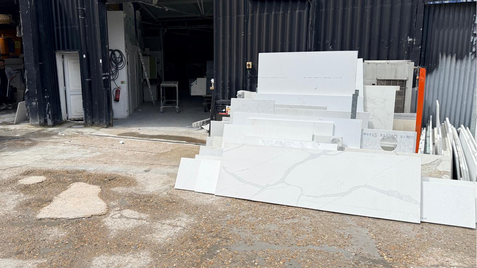 Quartz slabs prepared for affordable quartz worktops, illustrating the materials behind quartz worktop prices.
