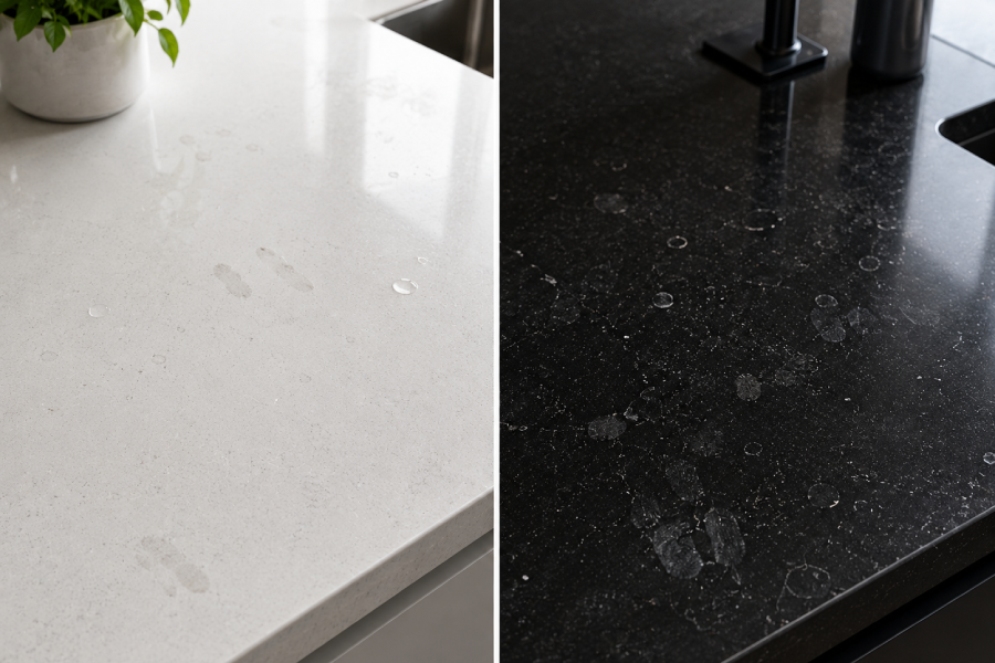 Worktops comparison: light vs dark surfaces