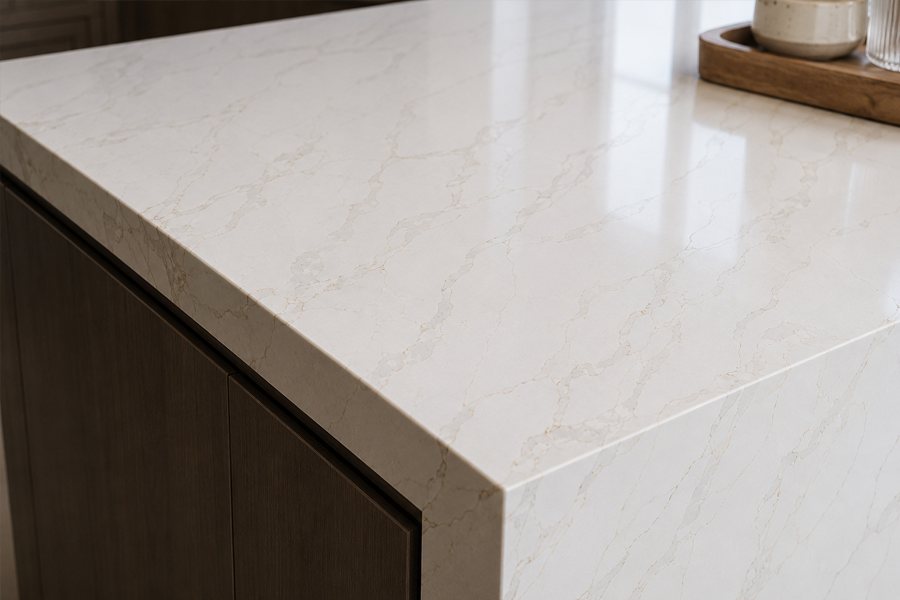 kitchen Island with small corner -Calacatta Luna worktop