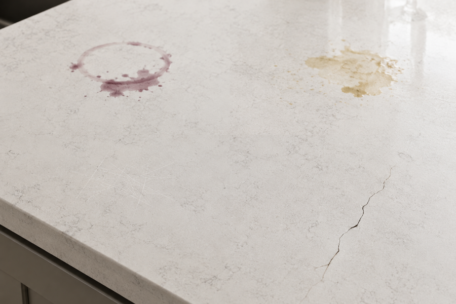 quartz worktop stains, scratches or cracks