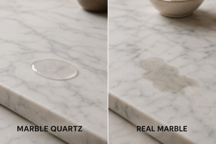 rble quartz vs real marble comparison