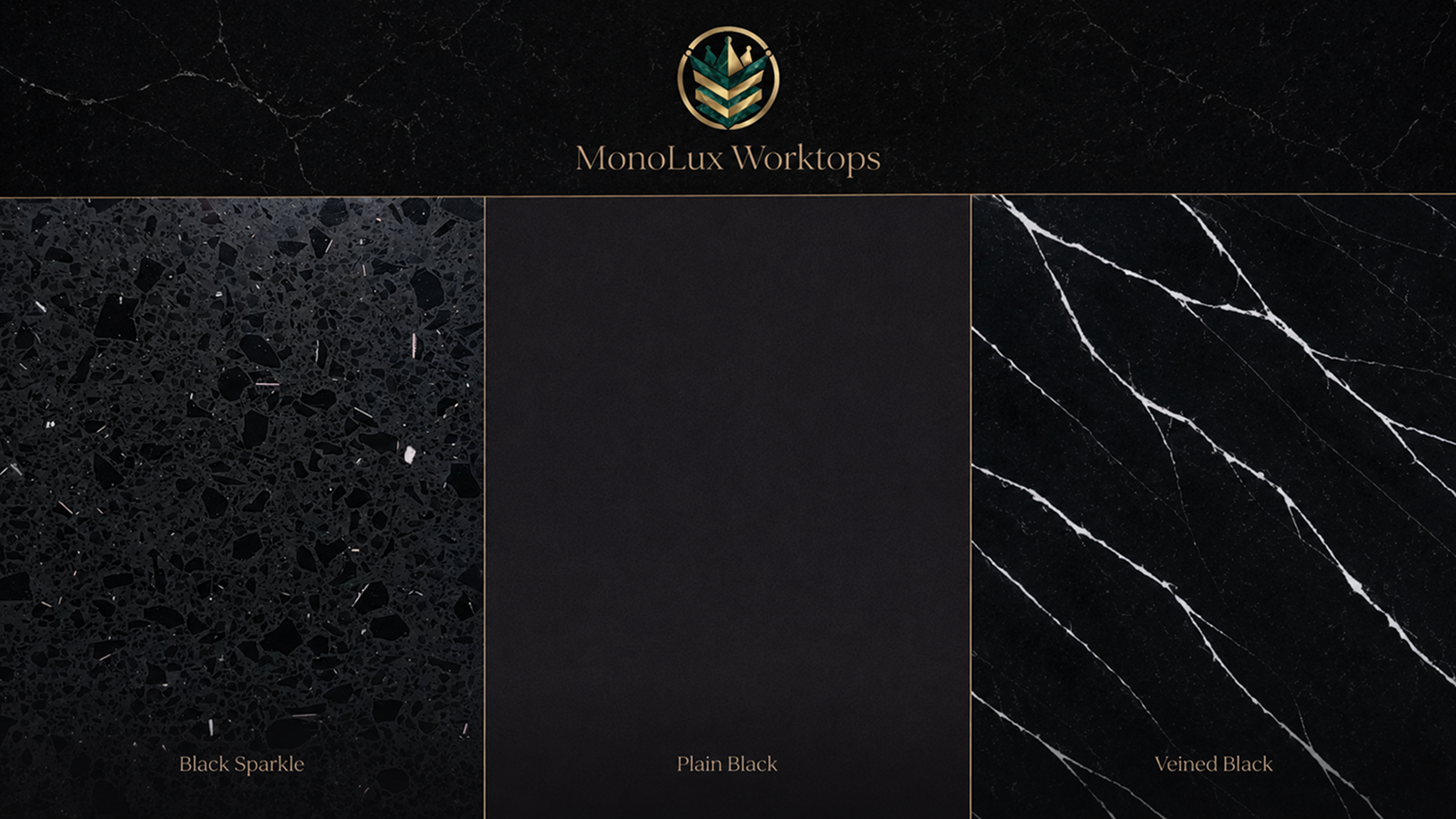 Plain, Sparkle and Veined Black Quartz