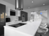marble carrara quartz worktop with white cabinet