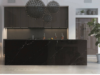 marquina shimmer worktop with dark cabinet