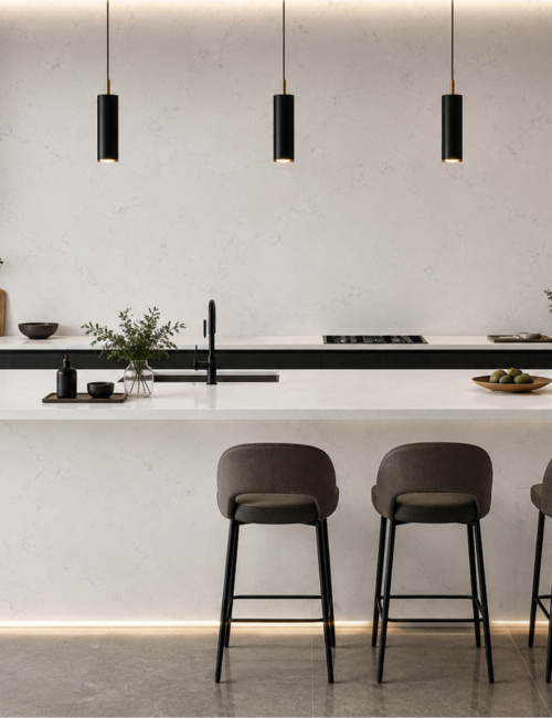 Arabescato Lite Grey quartz worktop