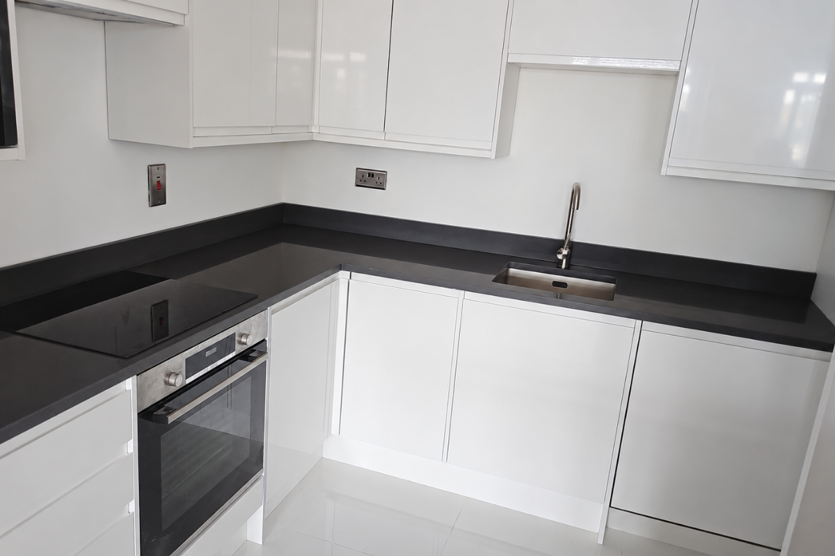 Graphite ice quartz worktop project in London