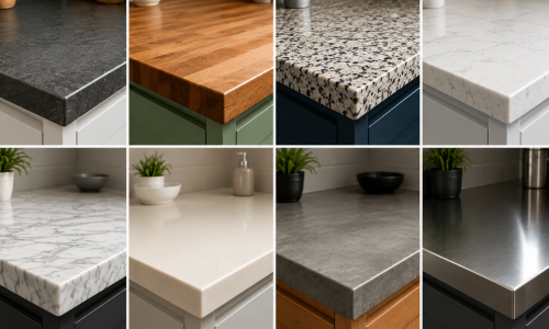 Worktop material swatches