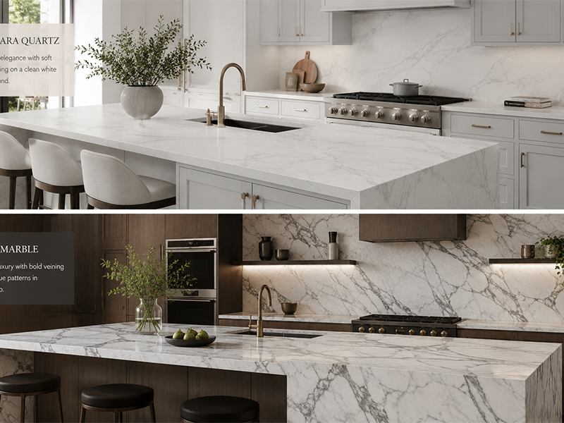 Carrara Quartz or Real Marble? Pros, Cons & Key Differences