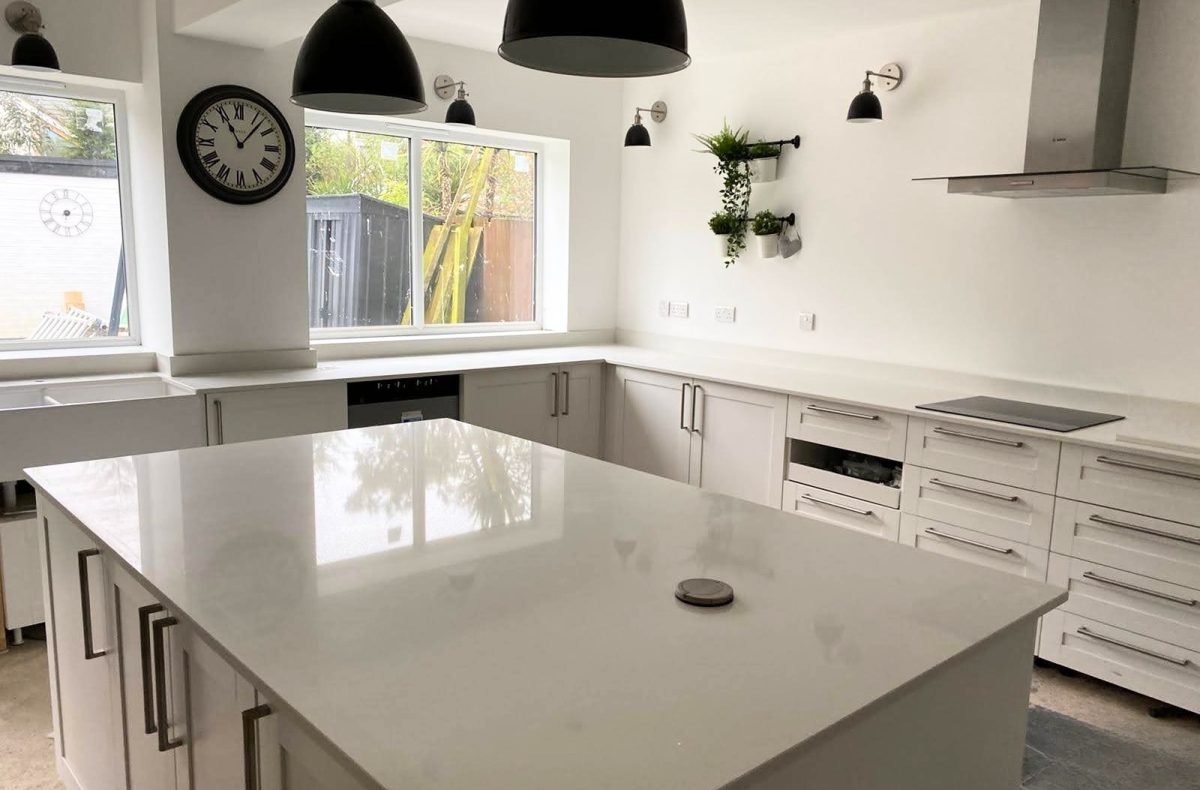 Aspen Ice quartz worktop project