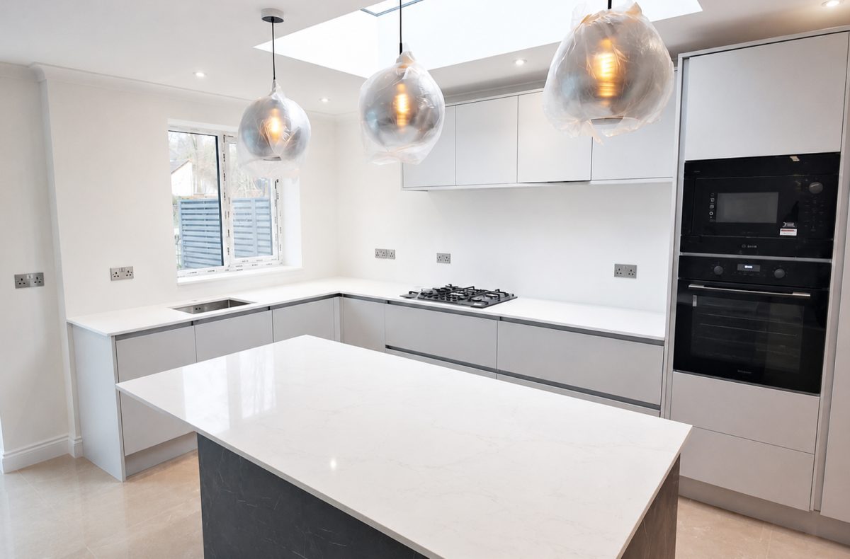 Ultra White Quartz kitchen in Leicester 2026